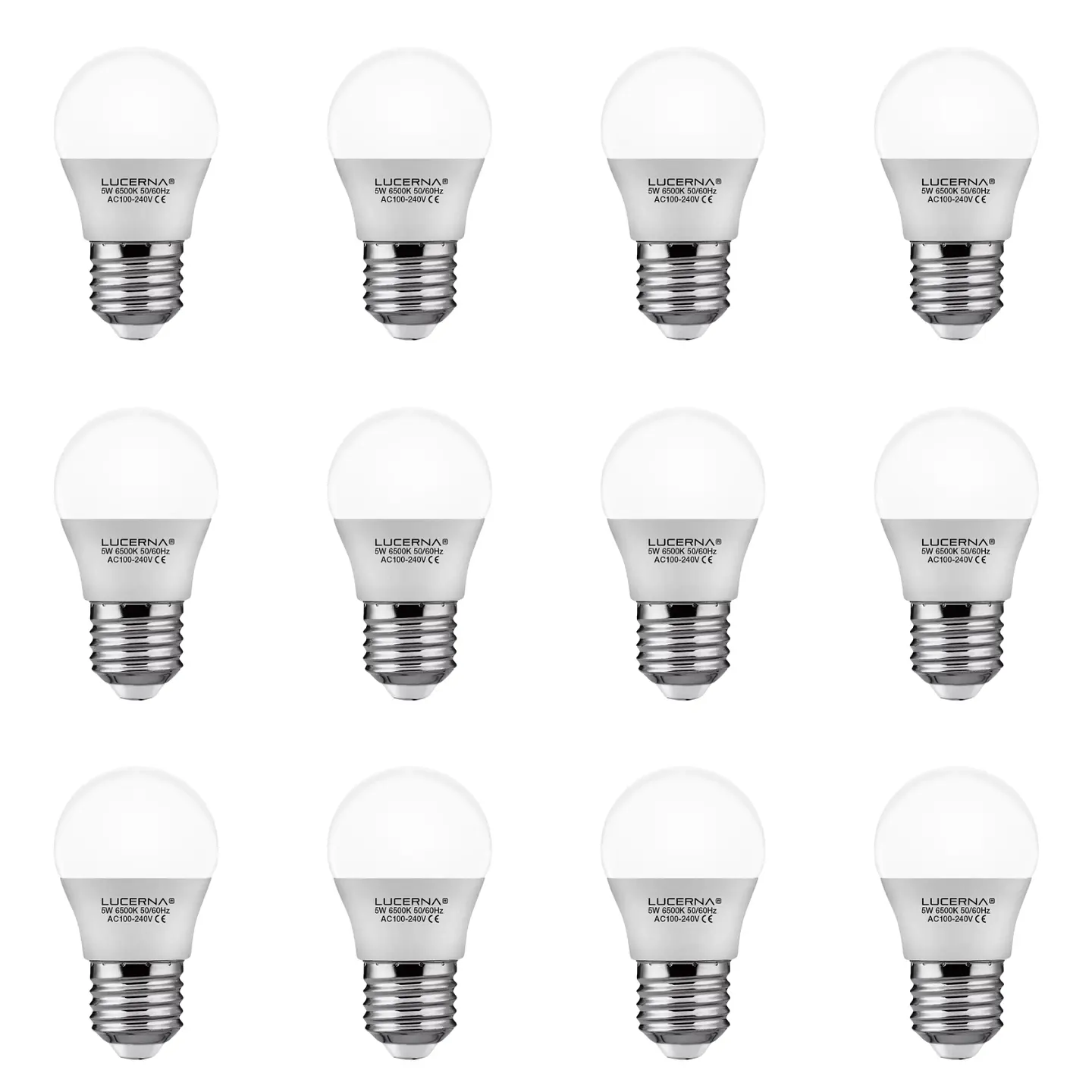 12 Pack Bombillo Bulbo G45, 5W, Rosca E27, 6500K, LUCERNA 1
