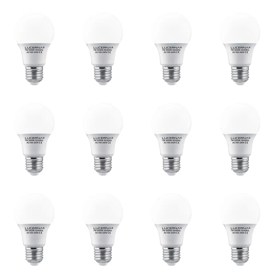 12 Pack Bombillo Bulbo A60, 7W, Rosca E27, 6500K, LUCERNA 1
