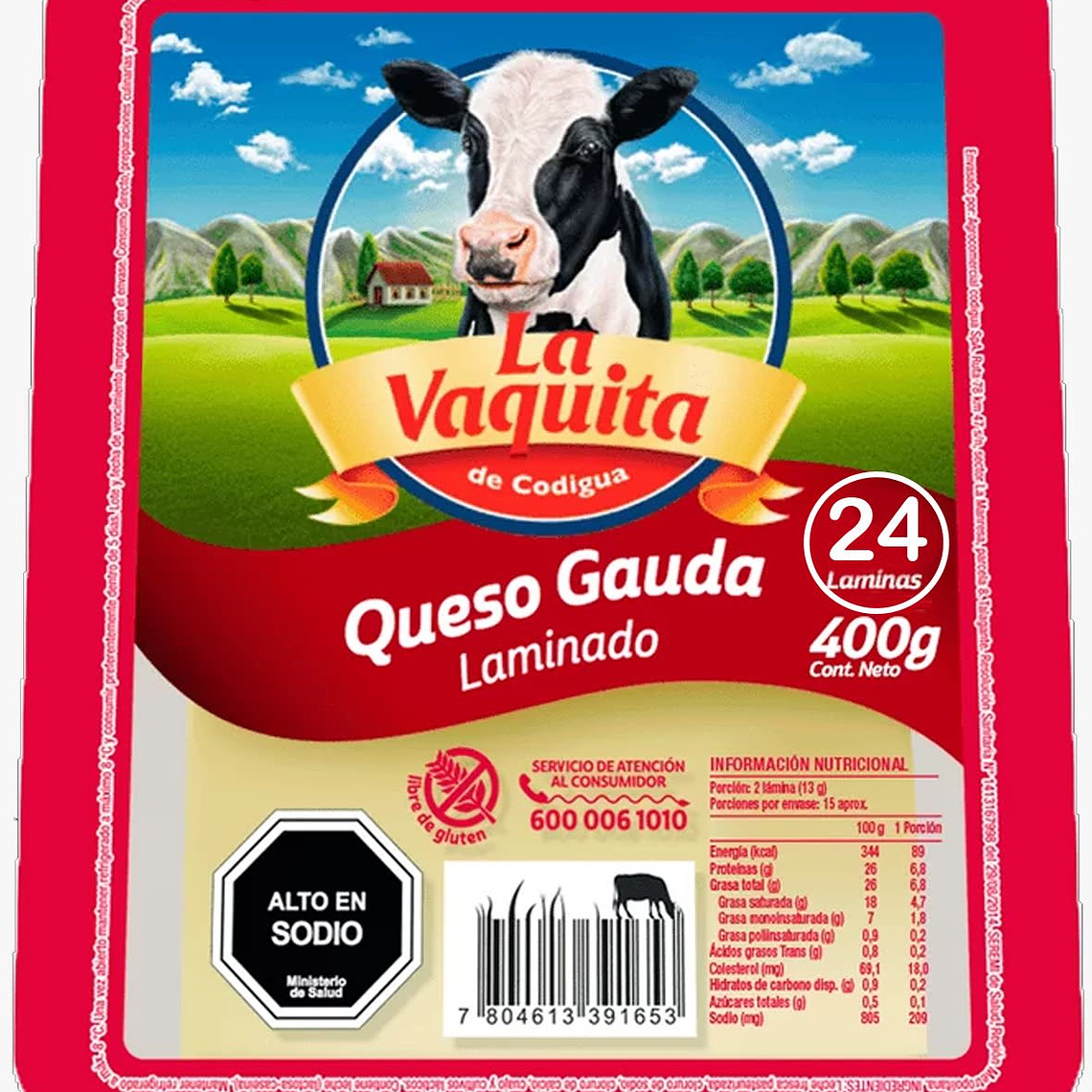 QUESO LAMINADO GAUDA LA VAQUITA 400 G 1