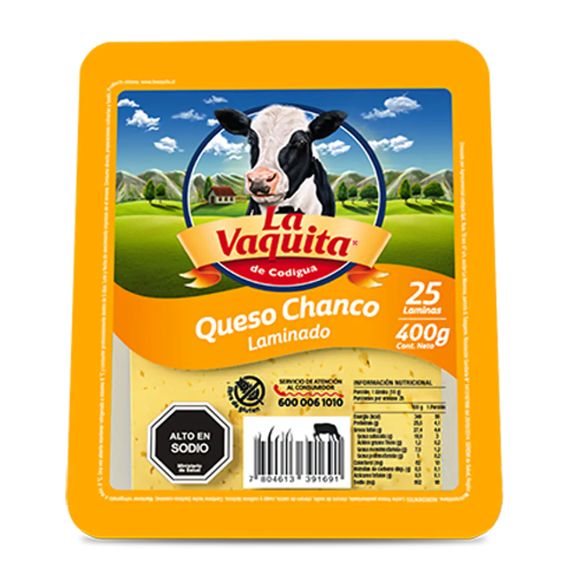 QUESO CHANCO LAMINADO LA VAQUITA 400G 1