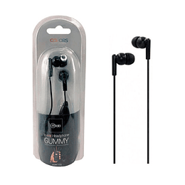 Audífono Gummy IN-EAR Manos Libres Negro ($1.700 al comprar 3 unidades o más)