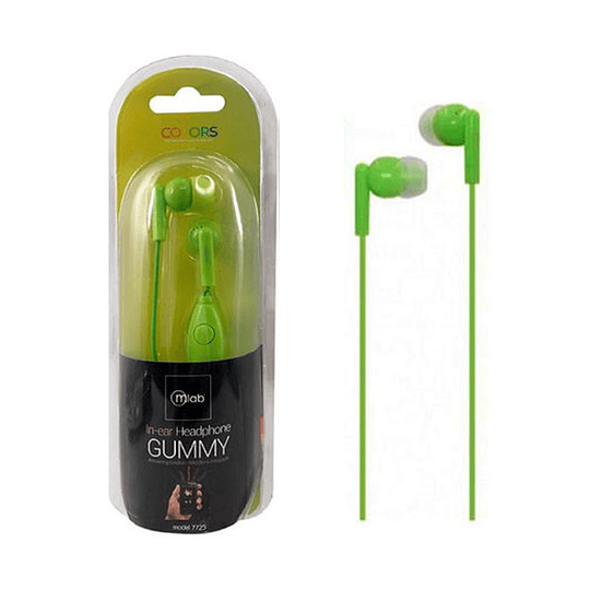 Audífono Gummy IN-EAR Manos Libres Verde ($1.600 al comprar 3 unidades o más)