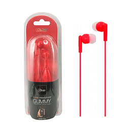 Audífono Gummy IN-EAR Manos Libres Rojo ($1.600 al comprar 3 unidades o más)