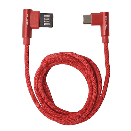 Cable Tipo C Reversible 90° Braided Rojo - 1mt. ($3.700 al comprar 3 unidades o más)