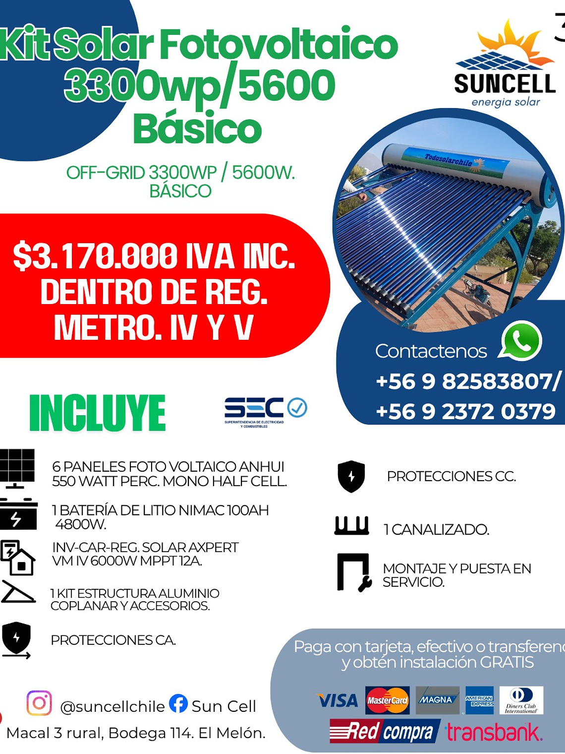 Kit Solar Fotovoltaico 3300wp/5600 Básico 1