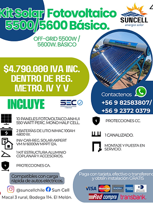 Kit Solar  Fotovoltaico 5500/5600 Básico.