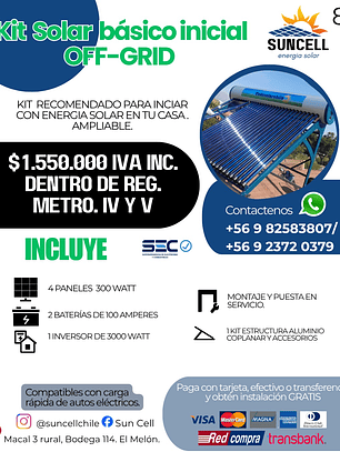 Kit Solar  básico inicial OFF-GRID
