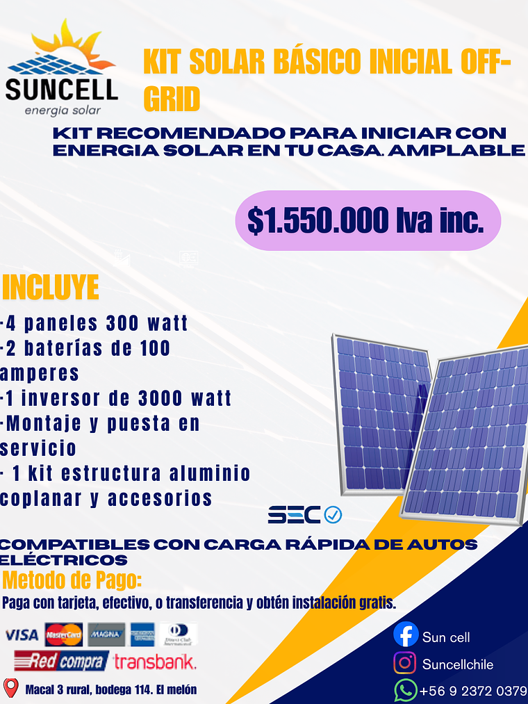 Kit Solar  básico inicial OFF-GRID 1
