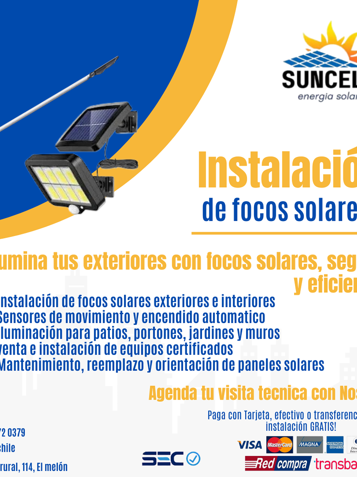 Instalación de focos solares 1