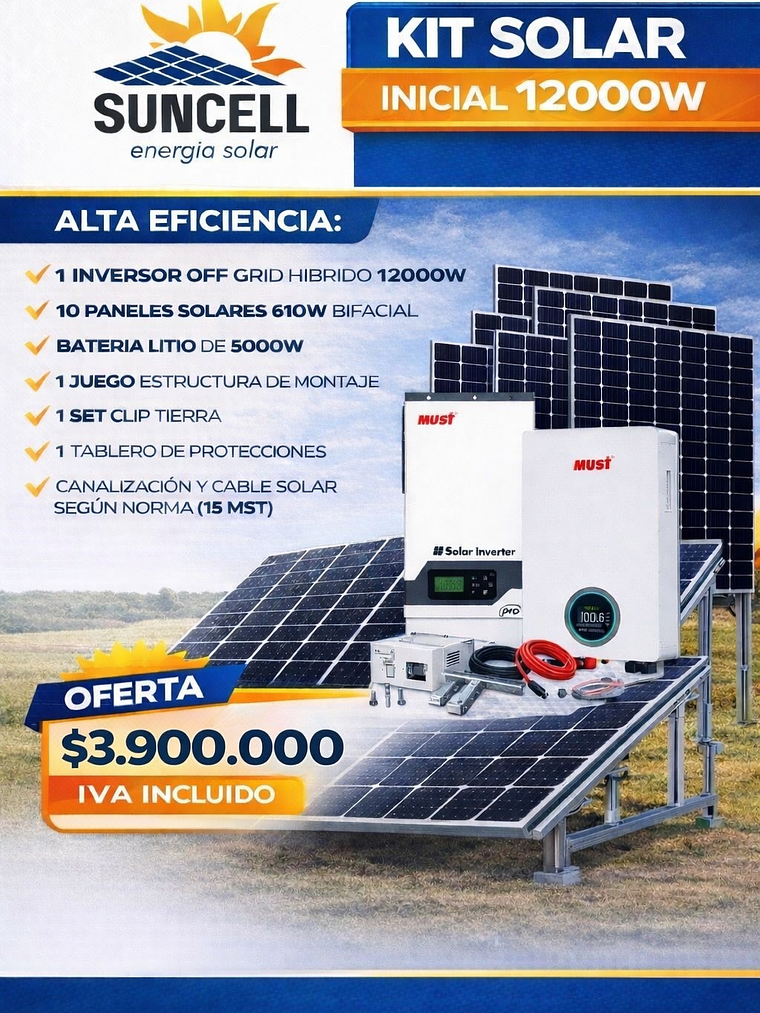 kit solar 12000w 1