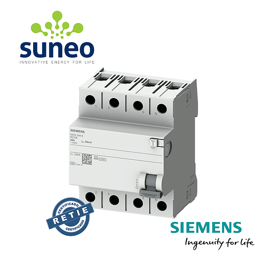 Interruptor diferencial Siemens 4 polos 40A, 30ma