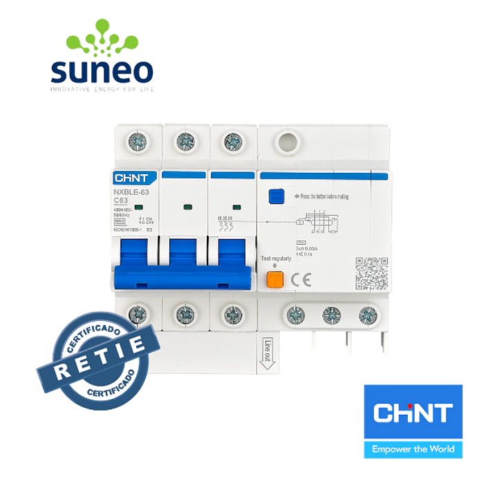 Interruptor diferencial CHINT 25A/32A/40A/50A/63A 3P 2