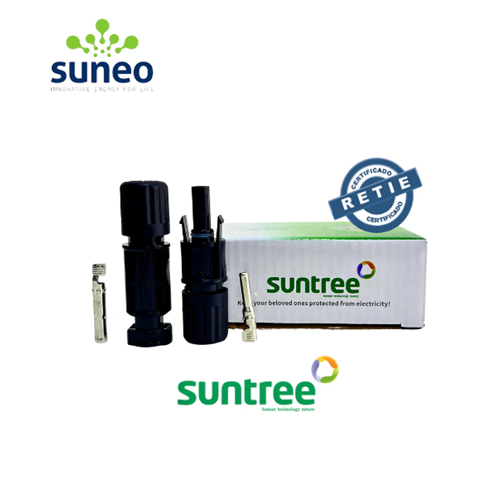 Par de Conectores MC4 Rectos - 4/6mm2- 40A -SUNTREE- RETIE 4