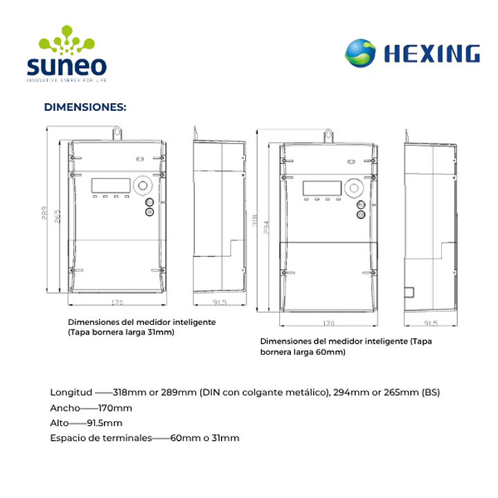 Medidor bidireccional HXF300 Hexing 3