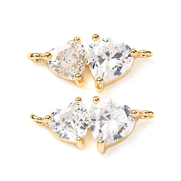  Conector Corazón Doble Con Cristales 