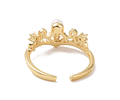 Anillo Corona Con Perla Ajustable | Baño de oro 18k