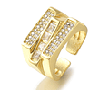 Anillo Ajustable Con Circones | Baño de oro 18k