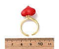 Anillo Con Corazón Rojo Ajustable | Baño de oro 18k