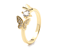 Anillo De Mariposas Ajustable | Baño de Oro 18k