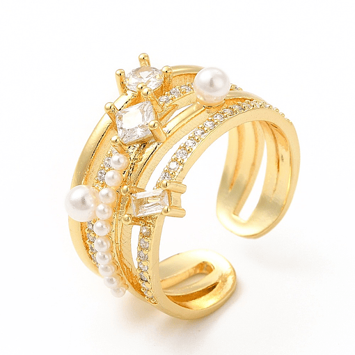 Anillo con Perlas y Circones | Ajustable