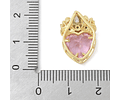 Pasador - Colgante Cristal Corazon Rosado Con Corona | Baño de oro 18k