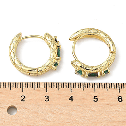  Aro Argolla Serpiente con Cristales | Baño de oro 18k