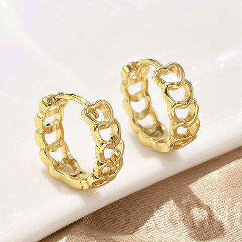 Aro Argolla Con Corazones | Baño de oro 18k