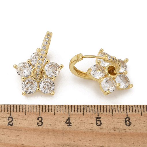 Argolla Con Flor Colgante Con Circones | Baño de oro 18k