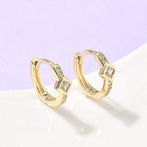 Aro Argolla Con Circones y rombo | Baño de oro 18k