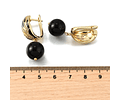 Aros Con Circones y Pelota Negra | Baño de oro 18k