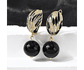Aros Con Circones y Pelota Negra | Baño de oro 18k