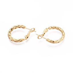  Aro Argolla Con Tejido | Baño de oro 18k