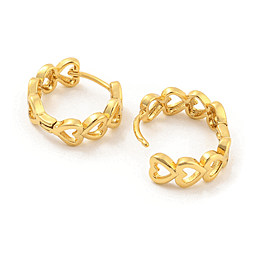  Aro Argolla Con Corazones | Baño de oro 18k