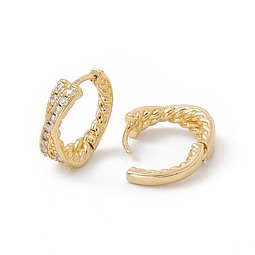  Aro Argolla Cruzada Con Circones | Baño de oro 18k