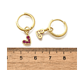 Aro Argolla Con Corazón Fucsia | Baño de oro 18k