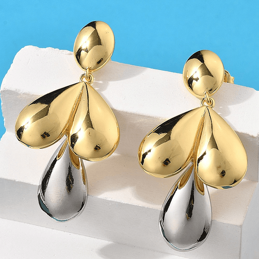 Aros De Gota Baño De Oro 18k Con Baño de Plata