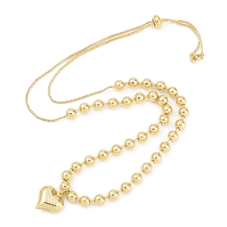  Collar Ajustable de Corazón Con Balines | Baño de oro 18k