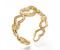 Anillo Ajustable de Corazones | Baño de oro 18k