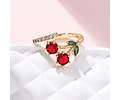 Anillo De Cereza Con Circones Ajustable | Baño de oro