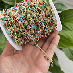 1 metro cadena con cristales | Baño de oro 18k