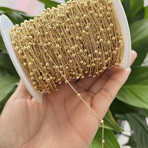 1 metro | Cadena Pelotitas Baño de oro 18k