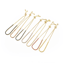  Pulsera Ajustable de Circones | Baño de oro 18k