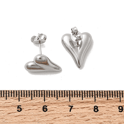  Aritos de Corazón - Acero Inoxidable 