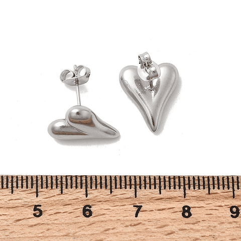 Aritos de Corazón - Acero Inoxidable 