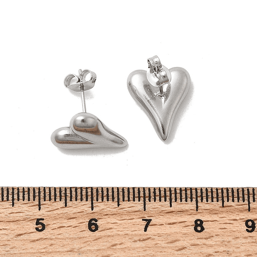 Aritos de Corazón - Acero Inoxidable 