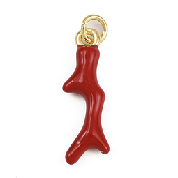  Colgante Coral Esmaltado Rojo | Baño de oro 18k