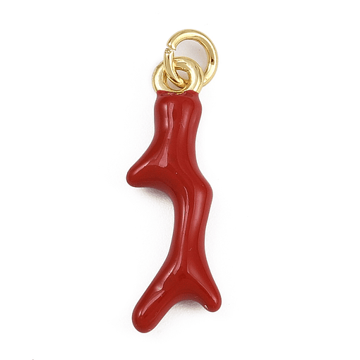 Colgante Coral Esmaltado Rojo | Baño de oro 18k