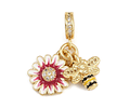 Charm Estilo Europeo | Abeja y Flor | Baño de oro 18k