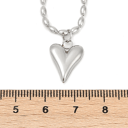  Collar Cadena de Arroz Con Corazón | Acero Inoxidable