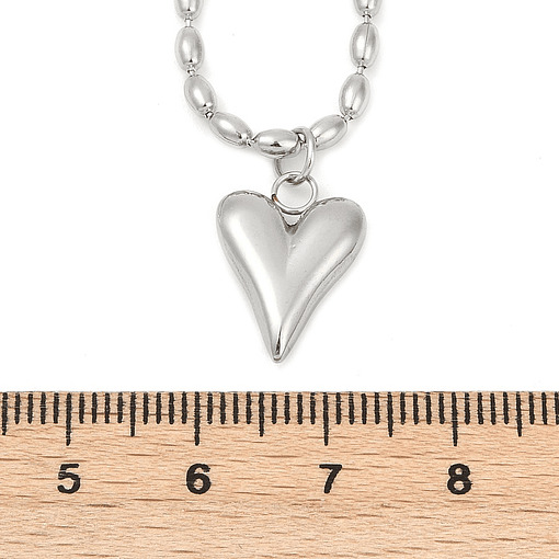Collar Cadena de Arroz Con Corazón | Acero Inoxidable